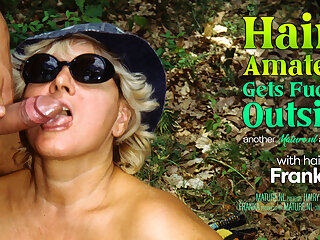 Hairy Mature Amateur Franka Gets Her Unshaved Pussy Pounded Outside